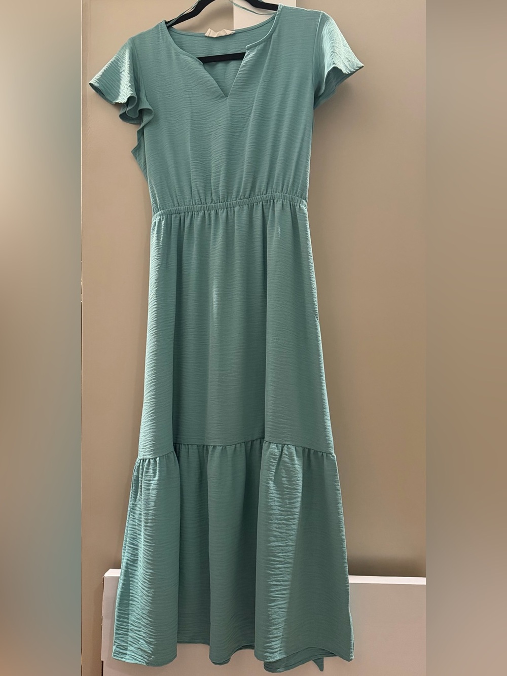 Lucky Brand Sage Green Maxi Dress with Tiered Skirt